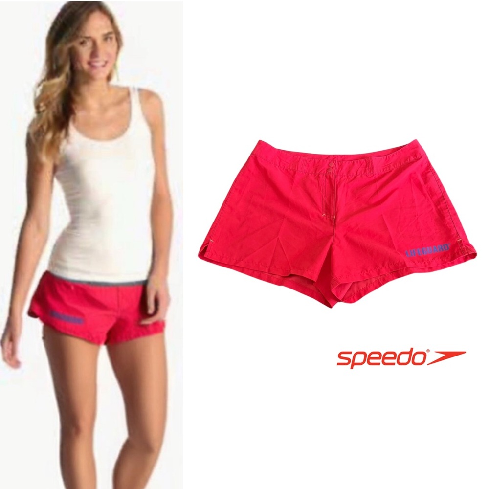Speedo Women’s Red Lifeguard Athletic Shorts Quick-Dry NWT Size 12 Large